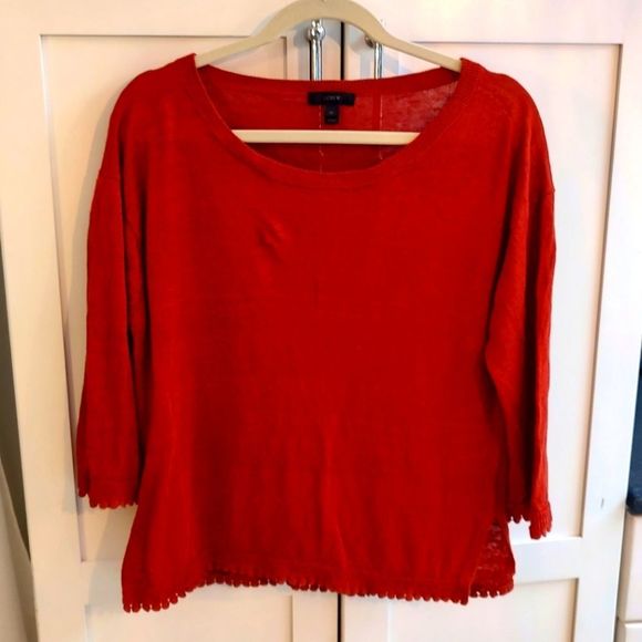 J.Crew Linen 3/4 Sleeve Pom Pom Trim Sweater Bundle - Picture 8 of 15